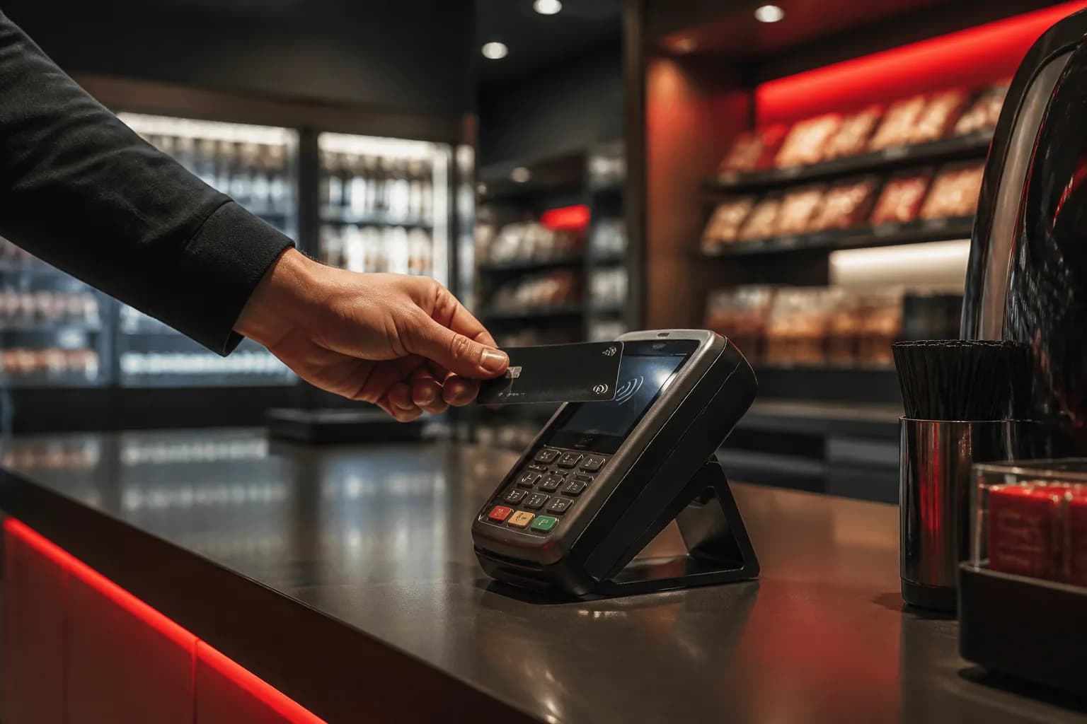 A contactless payment at a point-of-sale terminal